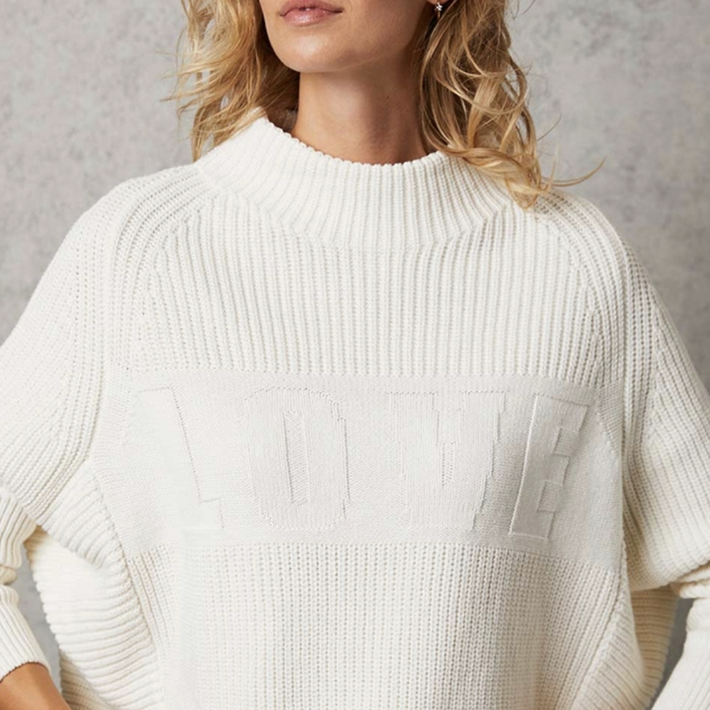 NWOT Mint Velvet Love Slogan Batwing Sweater white size medium - Picture 2 of 15